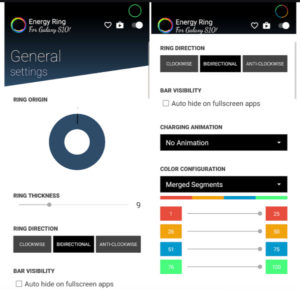 Customization Screen for Energy Ring App